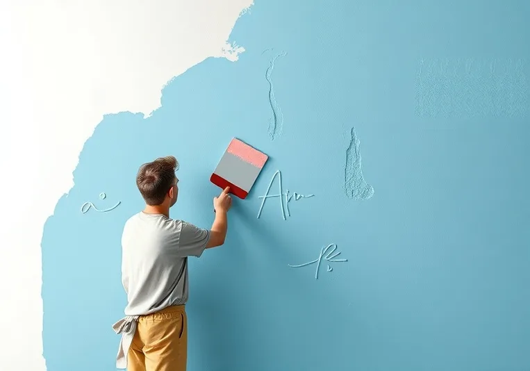 Application d'un enduit décoratif à la lisseuse sur un mur