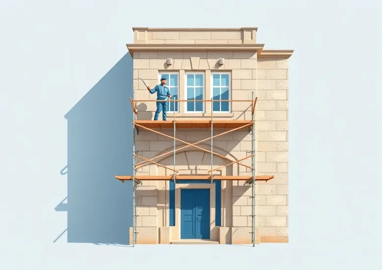 Ravalement de façade en pierre, nettoyage et application d'enduit